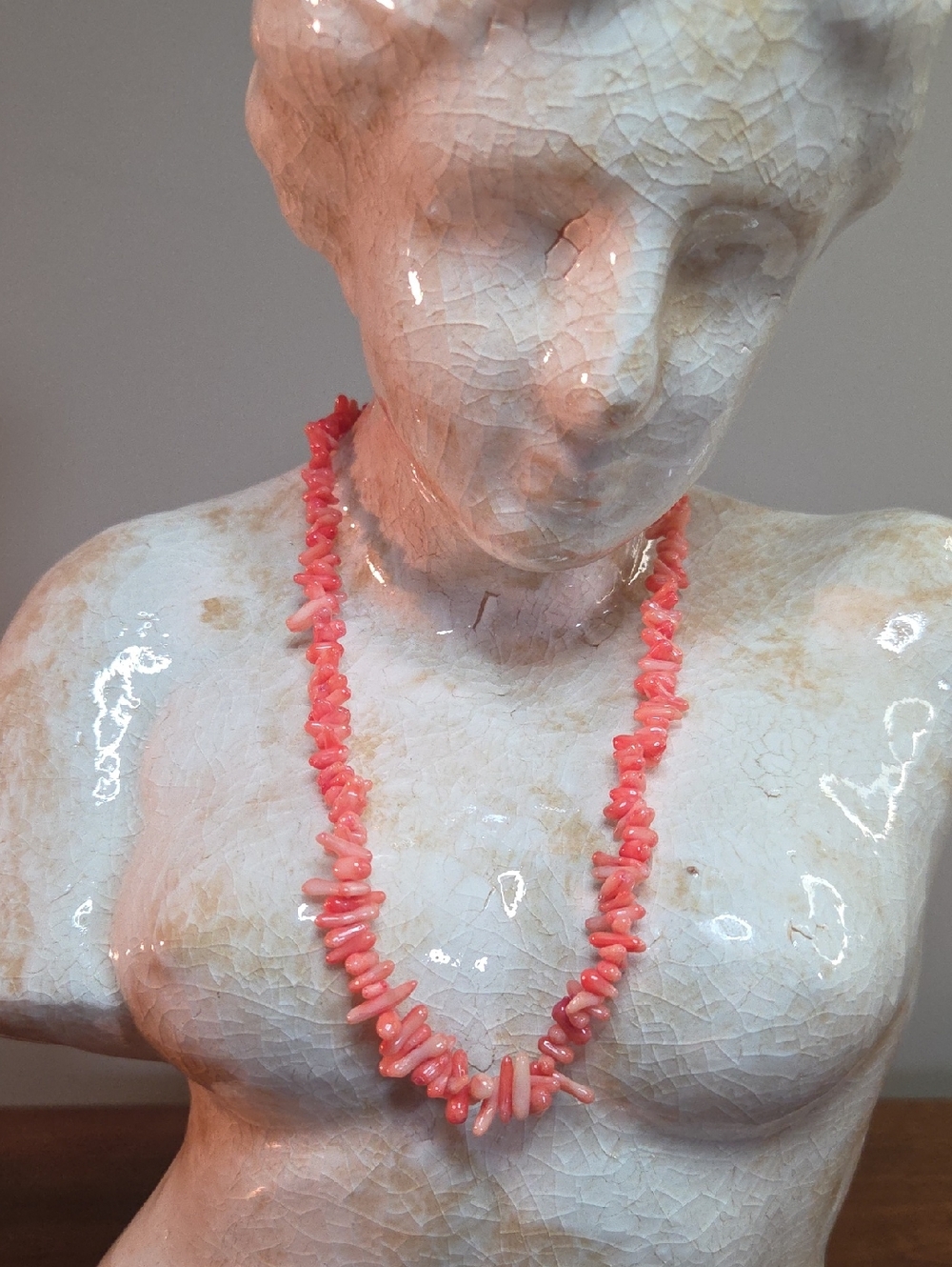 Vintage Angelskin Coral Necklace 925 Sterling Clasp 16"